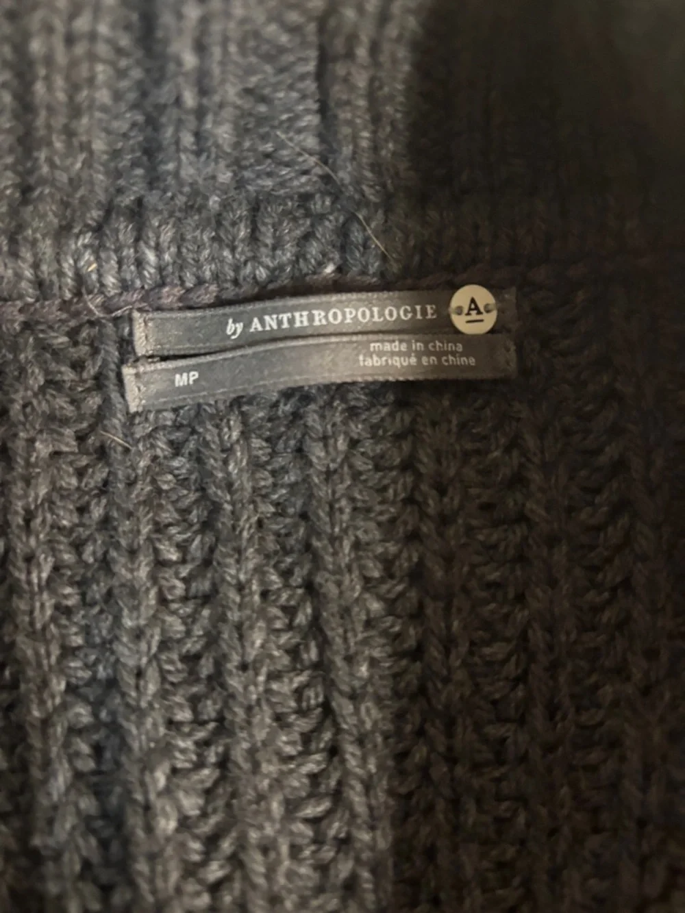 Anthropologie Charcoal Shawl-Collar Chunky Cardigan Sweater - Picture 2 of 4